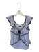 J Crew Size 2 Blue & White Cotton Blend Ruffle Sleeves Tie Neck Striped Top Blue & White / 2