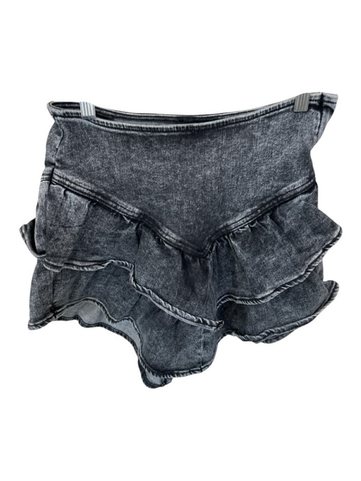 Mother Size 27 Heathered Black Cotton Blend Ruffle Denim Mini Skirt Heathered Black / 27