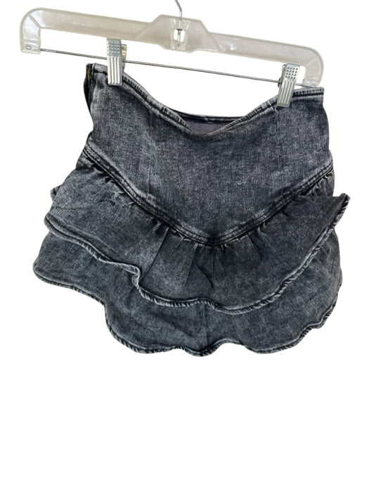 Mother Size 27 Heathered Black Cotton Blend Ruffle Denim Mini Skirt Heathered Black / 27