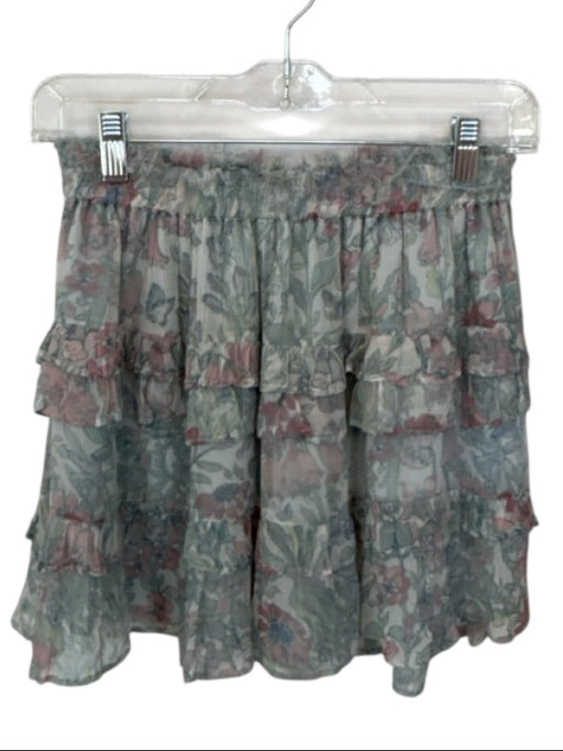 Love Shack Fancy Size S Green & Multi Viscose & Polyester Ruffle Floral Skirt Green & Multi / S