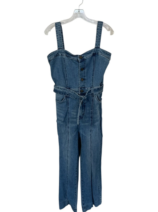 Show Me Your Mumu Size L Med Dark Wash Cotton & Spandex Square Neck Pants Jumper Med Dark Wash / L