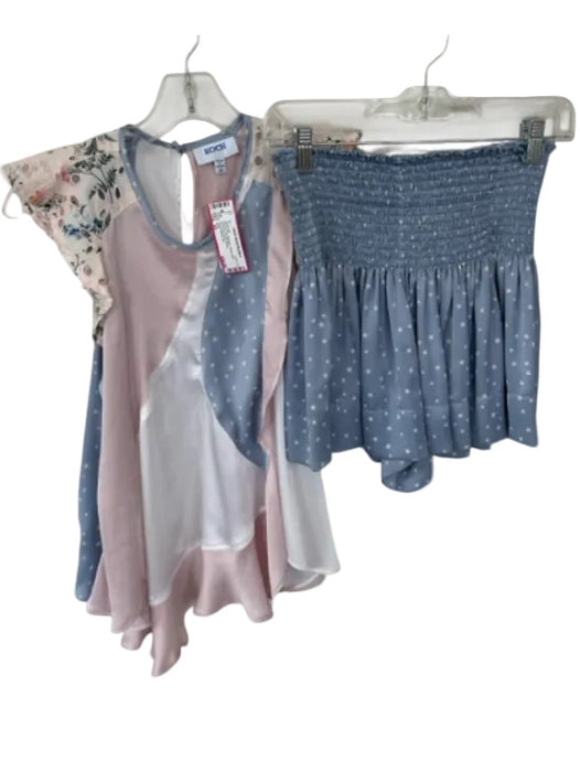 Koch Size XS Blue & Pink Polyester Floral stars Smocked Waist Short Set Blue & Pink / XS