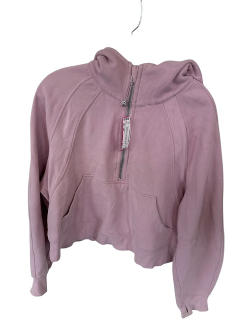 Lululemon Size M/L Mauve Pink Cotton Blend Half Zip kangaroo Pocket Hoodie Mauve Pink / M/L