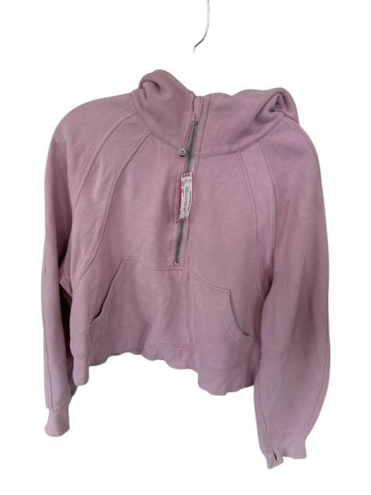 Lululemon Size M/L Mauve Pink Cotton Blend Half Zip kangaroo Pocket Hoodie Mauve Pink / M/L
