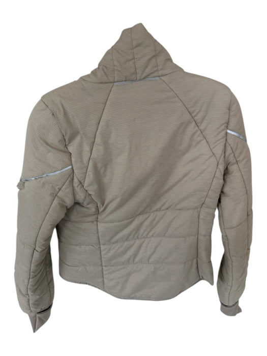 FP Movement Size S Taupe & White Polyamid Quilted Striped Full Zip Jacket Taupe & White / S