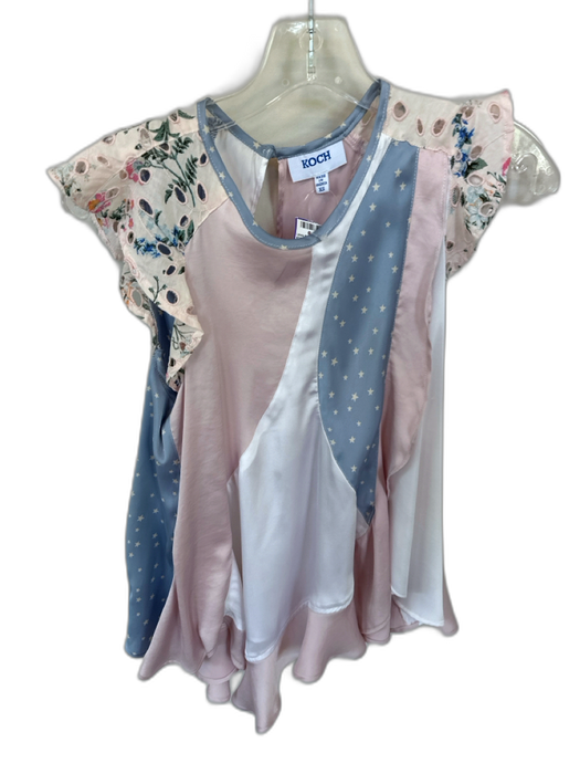 Koch Size XS Blue & Pink Polyester Stars Flowers Eyelet Detail Top Blue & Pink / XS