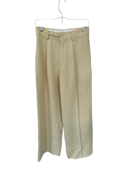 Crescent Size M Butter Yellow Polyester Blend High Waist Wide Leg Trouser Pants Butter Yellow / M