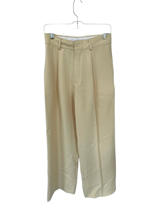 Crescent Size M Butter Yellow Polyester Blend High Waist Wide Leg Trouser Pants Butter Yellow / M