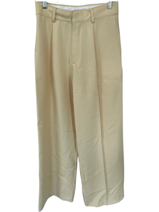Crescent Size M Butter Yellow Polyester Blend High Waist Wide Leg Trouser Pants Butter Yellow / M