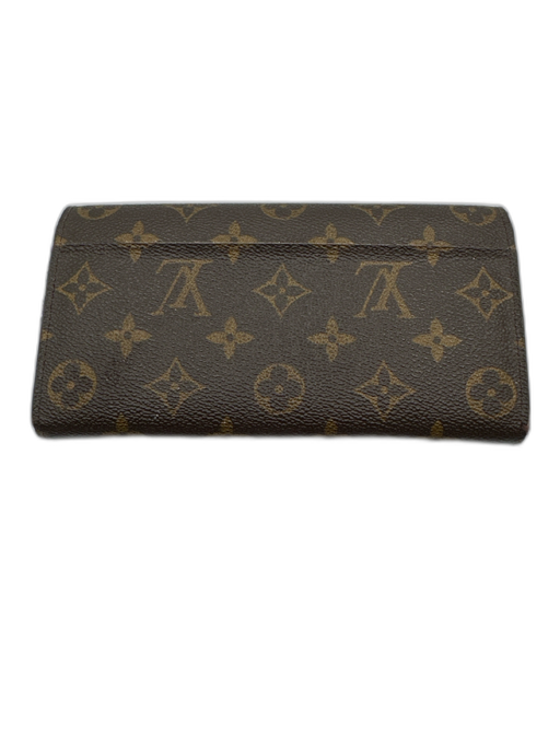 Louis Vuitton Brown Leather Monogram Clasp Closure Coated Folio Wallets Brown