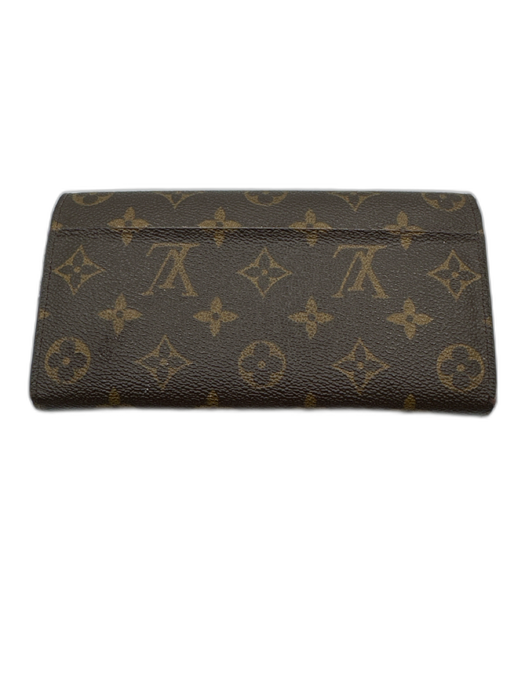 Louis Vuitton Brown Leather Monogram Clasp Closure Coated Folio Wallets Brown