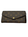 Louis Vuitton Brown Leather Monogram Clasp Closure Coated Folio Wallets Brown