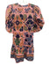 Farm Rio Size S Pink, Navy Blue & Multi Cotton 1/2 Sleeve Botanical Print Dress Pink, Navy Blue & Multi / S
