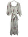 Madison Mathews Size One Size White, Pink & Green Cotton Wide Neck Dress White, Pink & Green / One Size