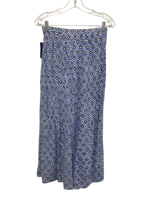 Madison Mathews Size Est S Blue & White Cotton Geometric Elastic Back Skirt Set Blue & White / Est S
