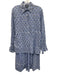 Madison Mathews Size Est S Blue & White Cotton Geometric Elastic Back Skirt Set Blue & White / Est S