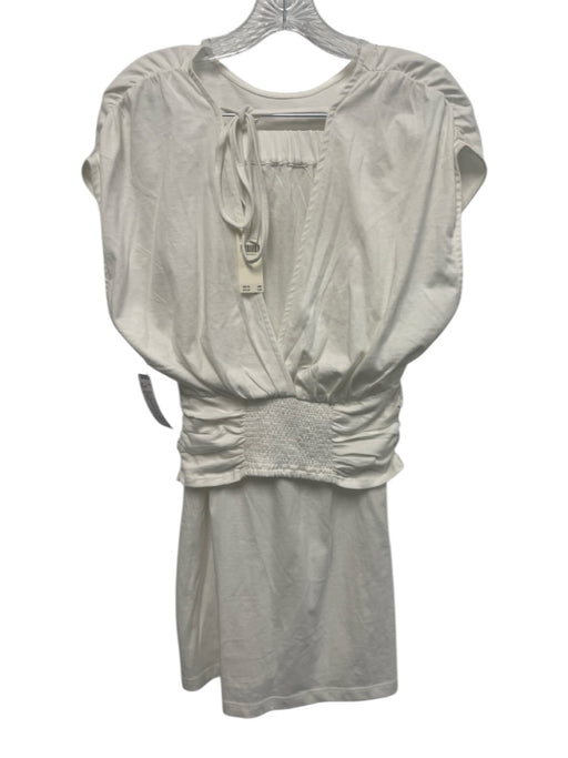 Celandine Size S Cream White Cotton Dolman Sleeve Gathered Detail Midi Skirt Set Cream White / S