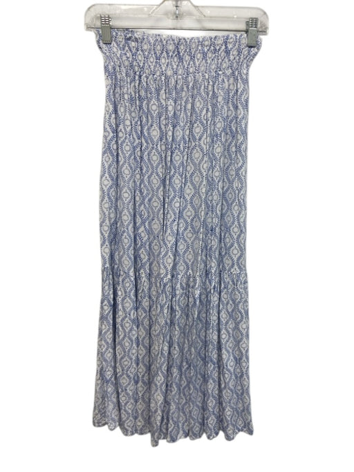 India Collection Emerson Fry Size XS/S Blue & White Modal Floral Tiered Skirt Blue & White / XS/S
