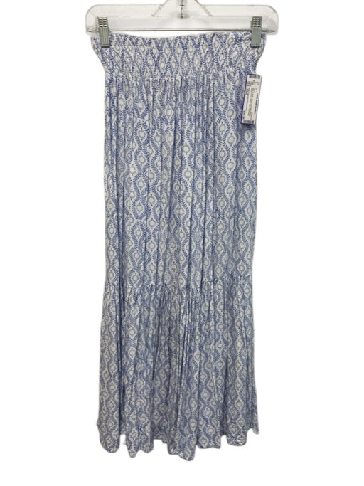 India Collection Emerson Fry Size XS/S Blue & White Modal Floral Tiered Skirt Blue & White / XS/S
