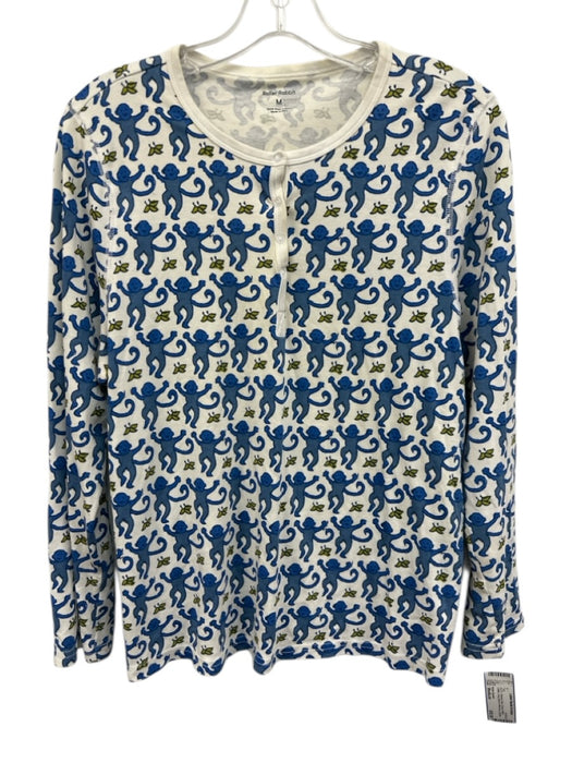 Roller Rabbit Size Medium Blue, Green, White Cotton Long Sleeve Monkeys Top Blue, Green, White / Medium
