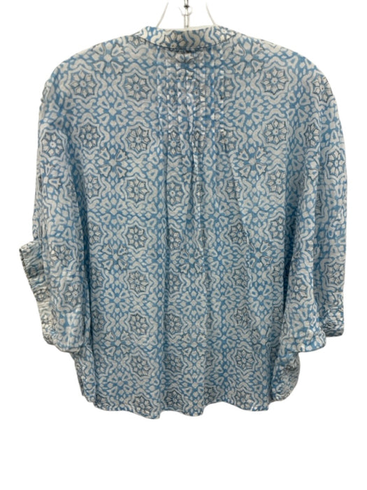 India Collection Emerson Fry Size One Size Blue, Gray, White Cotton Floral Top Blue, Gray, White / One Size