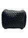 Black No Fabric Tag Leather Feel Woven Magnetic Snap Closure Hand Bag Black