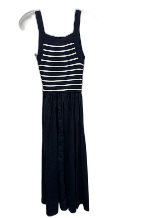Moon River Size S Navy & white Cotton Striped Smocked Bodice Sleeveless Dress Navy & white / S