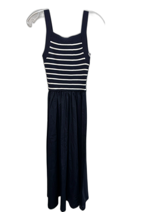 Moon River Size S Navy & white Cotton Striped Smocked Bodice Sleeveless Dress Navy & white / S
