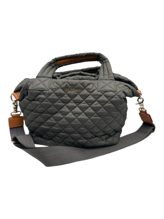 MZ Wallace Gray Nylon Quilted Zip Top Top Handle Tote Bag Gray / Small