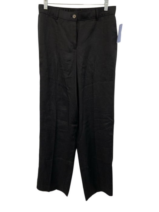 J. Crew Size ST Black Linen Elastic Back Belt Loops Button & Zip Fly Pants Black / ST