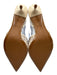 Zara Shoe Size 40 Cream Beige textile upper Embroidered Mesh Mid Heel Slingbacks Cream Beige / 40