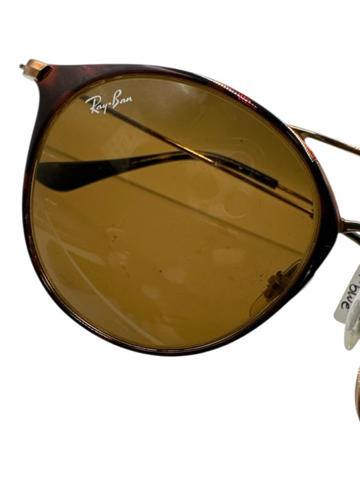 Ray Ban Brown Metal Tortoiseshell Round Tinted Lens Double Bridge Sunglasses Brown