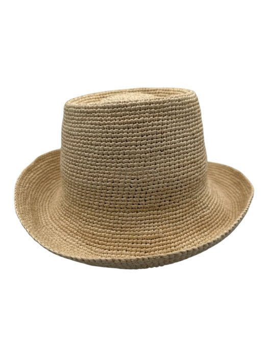 Janessa Leone Beige Straw Woven Round Bucket Sun Hat Beige / Medium