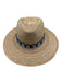 Sunshine Tienda Beige & Blue Straw Woven Stitch Detail Wide Brim Fedora Hat Beige & Blue / M/L