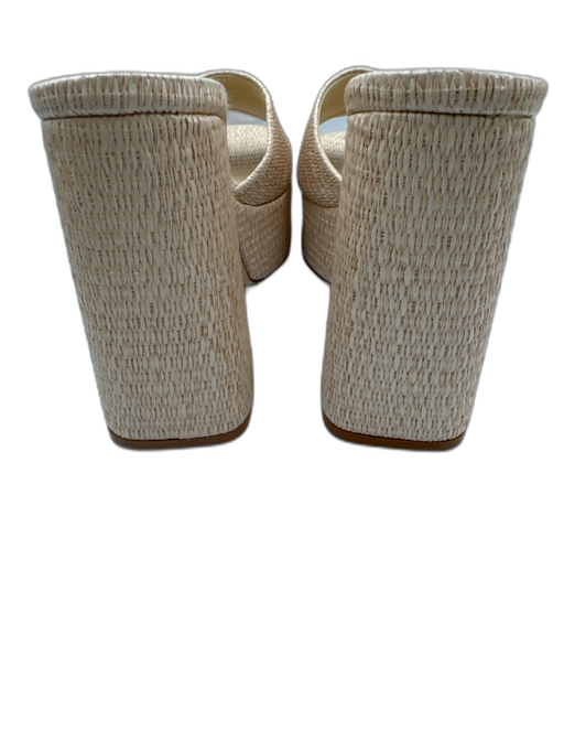 Larroude Shoe Size 9 Beige Raffia open toe Platform Block Heel Pumps Beige / 9
