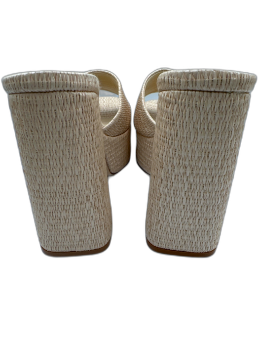 Larroude Shoe Size 9 Beige Raffia open toe Platform Block Heel Pumps Beige / 9