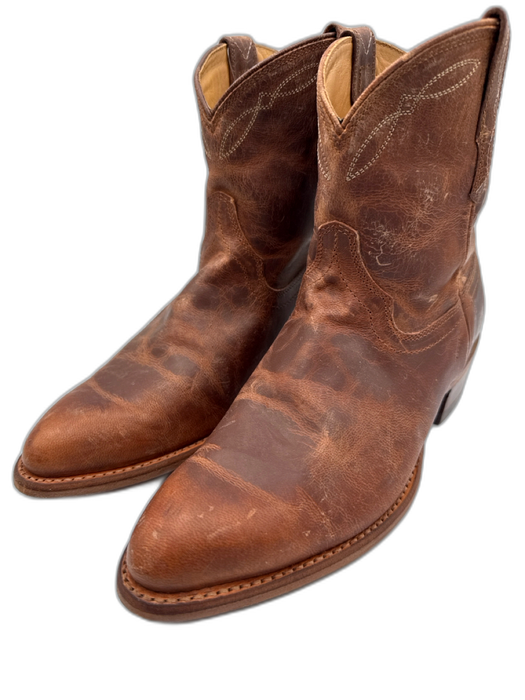 Tecovas Shoe Size 8 Brown Leather Cowboy Boot Stacked Heel Booties Brown / 8