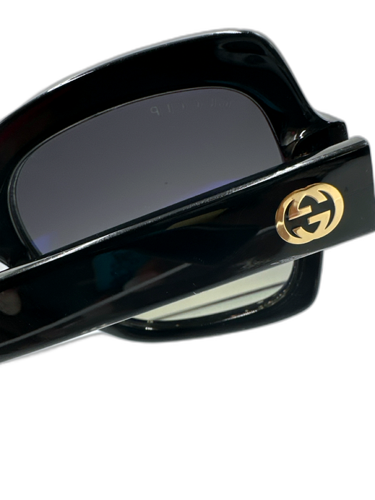 Gucci Black Acetate Polarized Wide Sunglasses Black