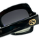 Gucci Black Acetate Polarized Wide Sunglasses Black