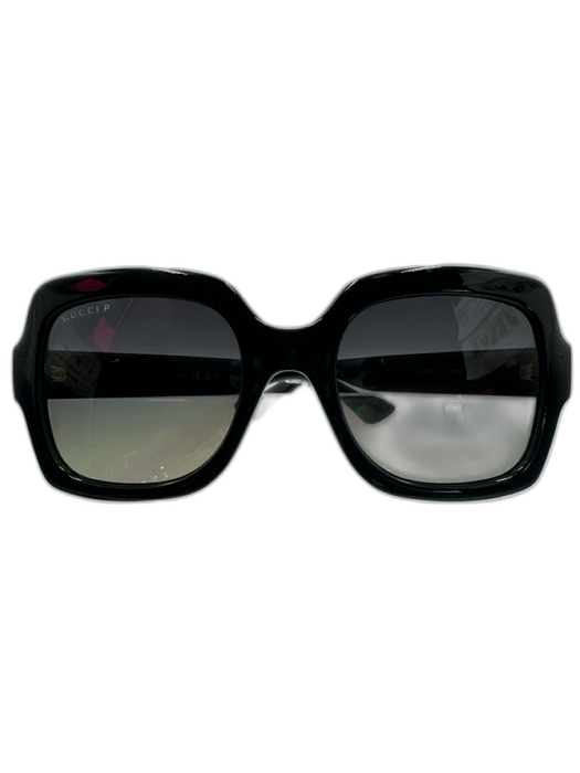 Gucci Black Acetate Polarized Wide Sunglasses Black