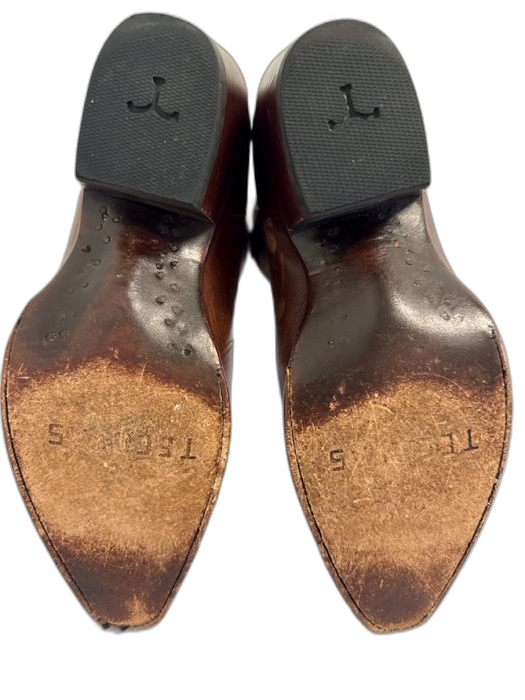 Tecovas Shoe Size 8.5 Brown Leather Cowboy Boot Stacked Heel Boots Brown / 8.5