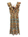 Allison New York Size S Cream Yellow & Multi Cotton Abstract Print V Neck Dress Cream Yellow & Multi / S