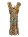 Allison New York Size S Cream Yellow & Multi Cotton Abstract Print V Neck Dress Cream Yellow & Multi / S