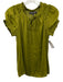 Catherine Malandrino Size S Olive Green Polyester Satin Short Puff Sleeve Top Olive Green / S