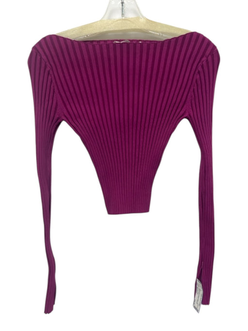 ASTR The Label Size Medium Magenta Pink Viscose Blend Long Sleeve Ribbed Top Magenta Pink / Medium