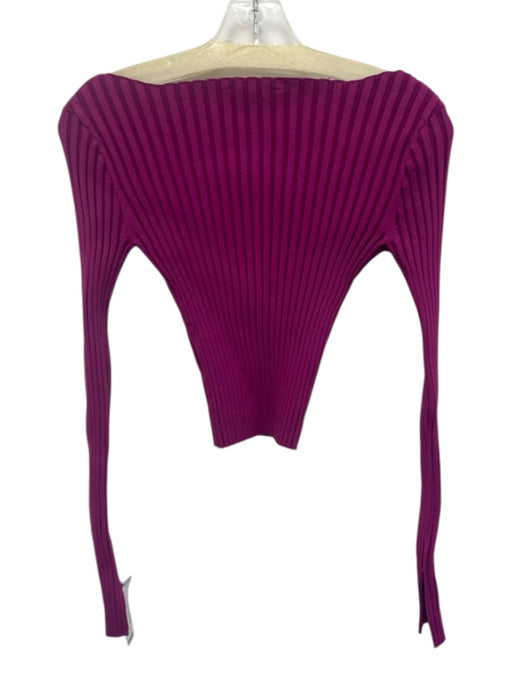 ASTR The Label Size Medium Magenta Pink Viscose Blend Long Sleeve Ribbed Top Magenta Pink / Medium