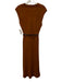 Zara Size Small Rust Brown Polyester Cap Sleeve Mock Neck Midi Dress Rust Brown / Small