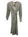 Staud Size Small Green & White Cotton Long Sleeve Striped Wrap Maxi Dress Green & White / Small