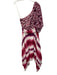 AMUR Size 2 Pink, Purple, White Polyester One Shoulder Floral Pleated Midi Dress Pink, Purple, White / 2