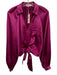 Ramy Brook Size XS Magenta Pink Polyester Blend Long Sleeve Front Tie V Neck Top Magenta Pink / XS
